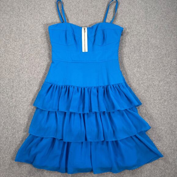 Walter by Walter Baker Blue Tiered Ruffle Mini Dress Size X-Small Bodice Top New - Picture 1 of 12